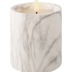 Ledkaars Marble wit 12,5cm hoog^Trendhopper Outlet