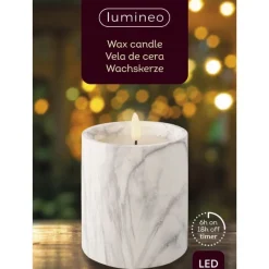 Ledkaars Marble wit 12,5cm hoog^Trendhopper Outlet