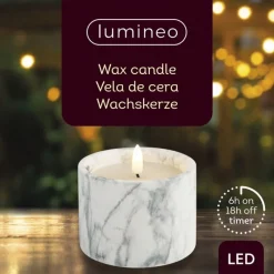 Ledkaars Marble wit 8,5cm hoog^Trendhopper Clearance