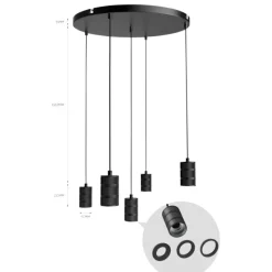 Pendel Retro rond 50cm Zwart^Trendhopper New