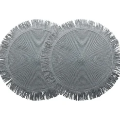 Placemat Fringe donkergrijs set van 2^Trendhopper Best