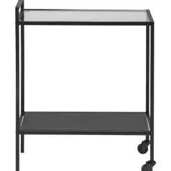 Serveertrolley San Diego zwart met glasplaat^Trendhopper Clearance