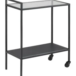 Serveertrolley San Diego zwart met glasplaat^Trendhopper Clearance