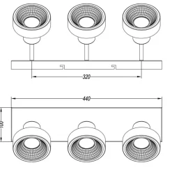 Wandspot Lena 3-lichts zwart^Trendhopper New