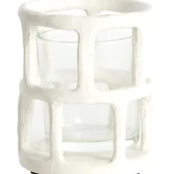 Waxinelichthouder Alimos Wit Glas 12 Cm^Trendhopper New