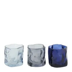 Waxinelichthouder helder glas blauw set van 3^Trendhopper